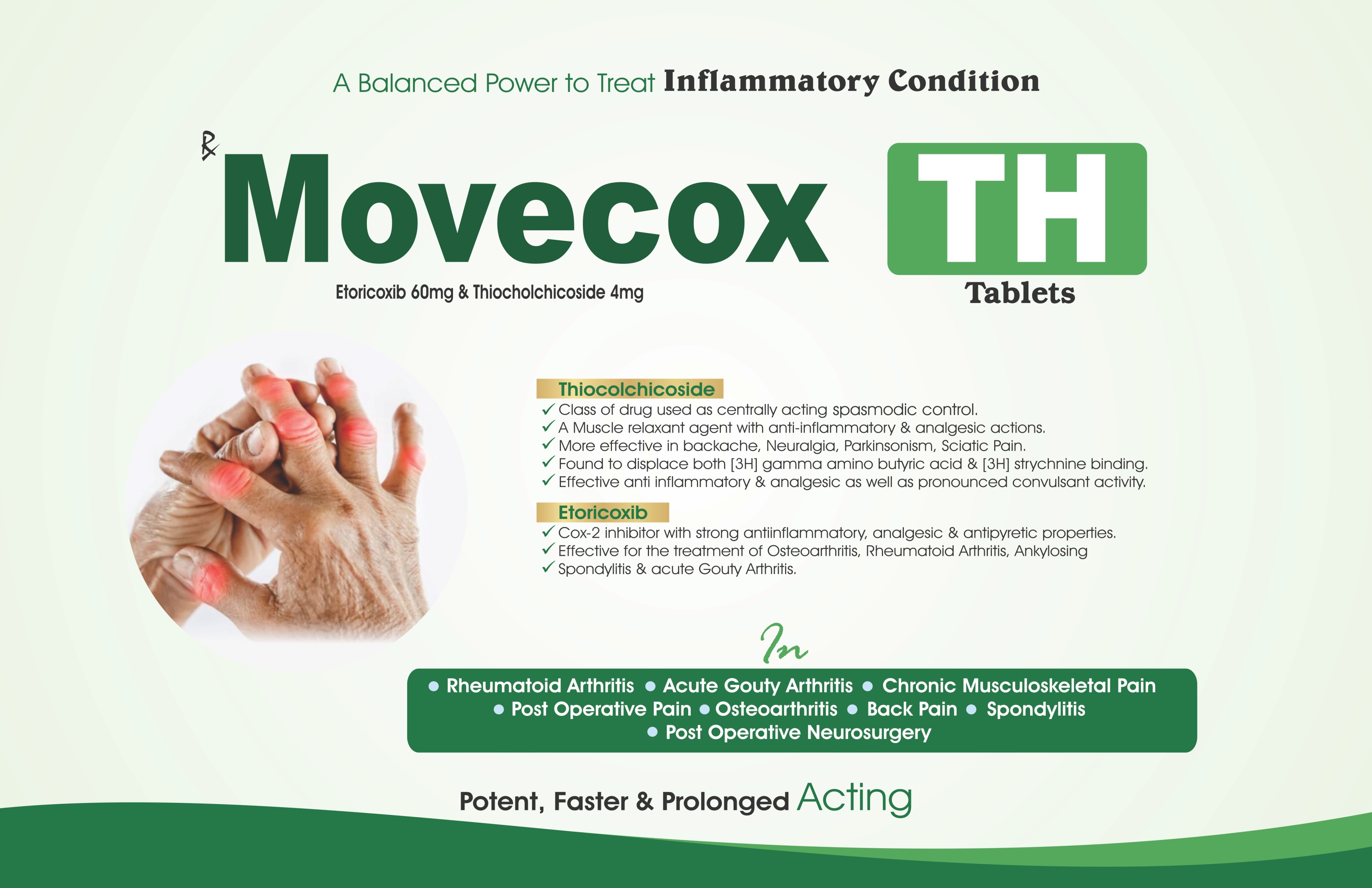 Movecox TH Tablets - Inflammatory Conditions with Arthritic Hands